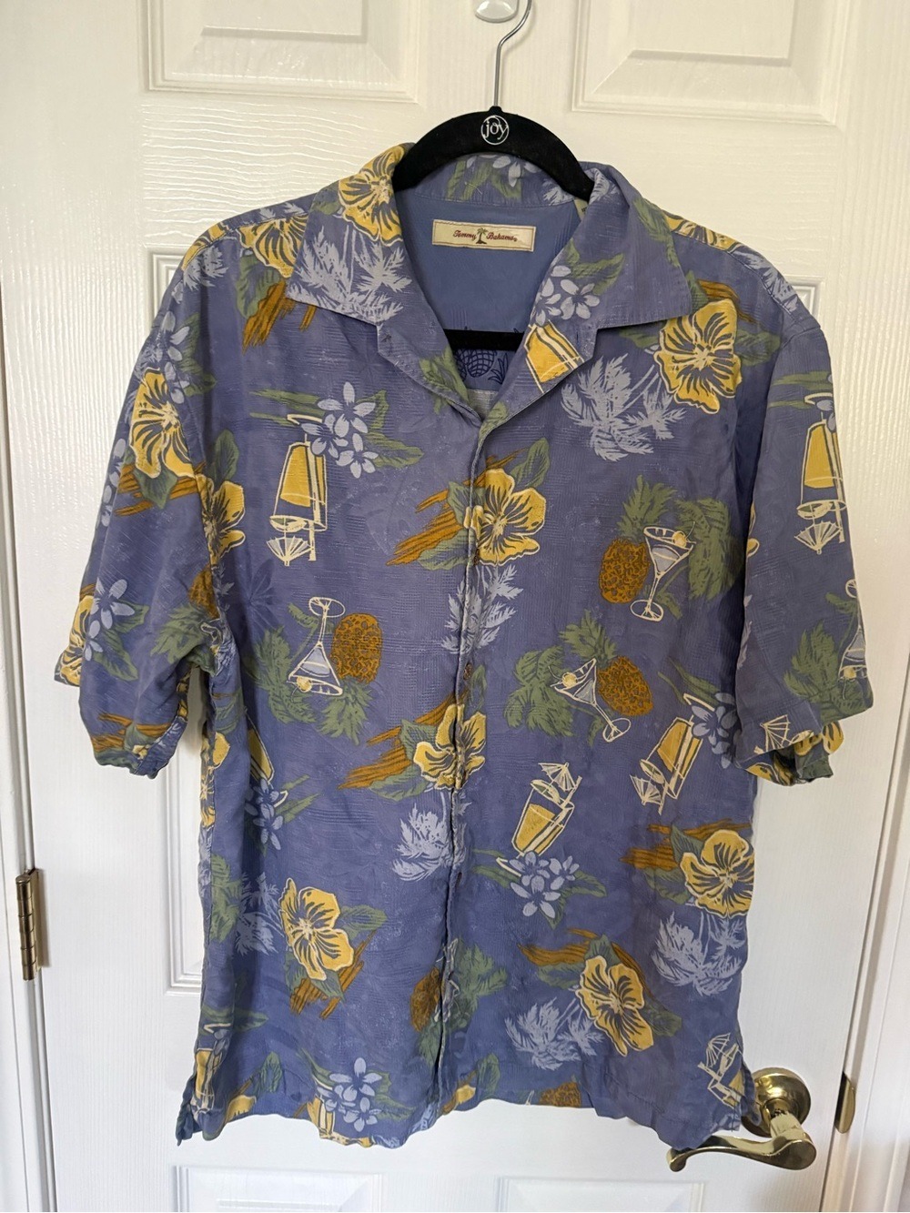 Tommy Bahama 100% Silk Tropical Cocktail Pineapple Hawaiian Shirt L Vacation
